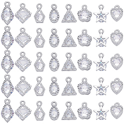 Платина 80 шт 8 стили подвески из сплава, с кубического циркония, платина, 11~15x8~10x5~6 мм, отверстие : 1 мм, 10 шт / стиль