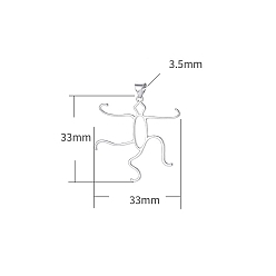 Платина Латуни кабошон настройки подвески, человек, платина, 33x33 мм, отверстие : 3.5 мм
