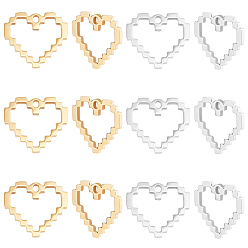 (52) Непрозрачная лаванда 12 шт. 2 цвета 304 подвески из нержавеющей стали, сердце, разноцветные, 21x23x1.5 мм, отверстие : 1.8x2.5 мм, 6 шт / цвет