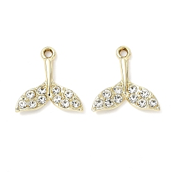 Fish Подвески из сплава с кристаллами и стразами и анималистическим рисунком, золотые, очарование рыбий хвост, 18.5x18.5x3 мм, отверстие : 1.8 мм