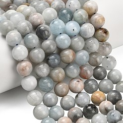Аквамарин Природные Аквамарин бисер нитей, круглые, сгладить, 9.5~10 мм, отверстие : 1 мм, около 38~39 шт / нитка, 14.96''~15.20'' (38~38.6 см)