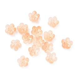 Персиковый Слойка Окрашенные и нагретые стеклянные колпачки для бусин, 5-лепестков цветка, розовые, 10x10x5 мм, отверстие : 1.4 мм