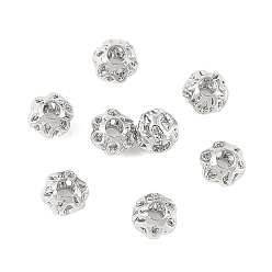 Real Platinum Plated SHEGRACE Brass Spacer Beads, Cadmium Free & Nickel Free & Lead Free, Round, Hollow, Real Platinum Plated, 4mm, Hole: 1.4mm