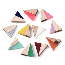 Mixed Color Translucent Opaque Resin & Wood Cabochons, Triangle, Mixed Color, 15x14.5x3mm
