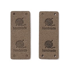 Coffee PU Leather Labels, Handmade Embossed Tag, with Holes, for DIY Jeans, Bags, Shoes, Hat Accessories, Rectangle, Coffee, 51x21x1.5mm, Hole: 1.8mm