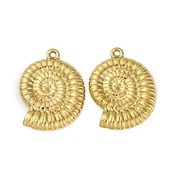 Другие 304 подвески из нержавеющей стали, ионное покрытие (ip), реальный 18 k позолоченный, раковина, 28.5x21x3 мм, отверстие : 1.7 мм