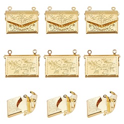 Golden Brass Locket Pendants, Photo Frame Charms for Necklaces, Bag, Golden, 16.8x21.8x3.5mm, Hole: 1mm, 20pcs/box