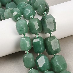 Зеленый Авантюрин Естественный зеленый авантюрин бисер нитей, овальные, граненые, с бисером, 13~19x11~15.5x11~14 мм, отверстие : 0.8~1.2 мм, около 17~23 шт / нитка, 15.35''~15.75'' (39~40 см)