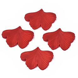 Dark Red Rubberized Style Opaque Acrylic Pendants, Ginkgo Leaf, Dark Red, 33.3x44.9x4mm, Hole: 1.5mm