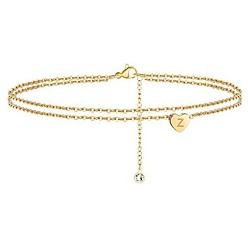 Letter Z Браслеты на лодыжку из латуни с хрустальными стразами, золотые, Письмо Z, 9-1/8 дюйм (230 мм)