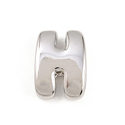 Letter H Латунные бусины, долговечный, стойки покрытие, без свинца и без кадмия, платина, Письмо ч, 14x10x4.5 мм, отверстие : 11x3 мм