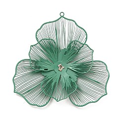 Морско-зеленый Напечатанные методом распыления 430 большие подвески из нержавеющей стали, гравированные металлические украшения, цветочный шарм, цвета морской волны, 50x49.5x8 мм, отверстие : 1.5 мм