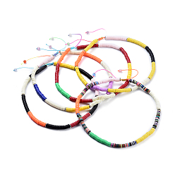 (52) Непрозрачная лаванда Колье из бисера ручной работы из полимерной глины, с бусинами "кошачий глаз", латунные распорки для бусин и нейлоновая нить, разноцветные, 16.9 дюйм ~ 22.4 дюйм (43~57 см)