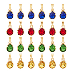 (52) Непрозрачная лаванда 24шт 4 подвеска из цветного граненого стекла, с золотой фурнитурой 304 из нержавеющей стали, слезинки, разноцветные, 15x9x4.5 мм, отверстие : 6x3 мм, 6 шт / цвет