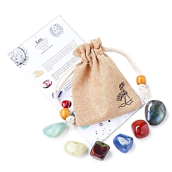 Лео Двенадцать созвездий подарочный набор для дня рождения из ткани, с натуральным смешанным драгоценным камнем, Лев, 20 мм