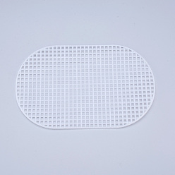 White Plastic Mesh Canvas Sheets, for Embroidery, Acrylic Yarn Crafting, Knit and Crochet Projects, Oval, White, 20.2x12.6x0.15cm, Hole: 4x4mm
