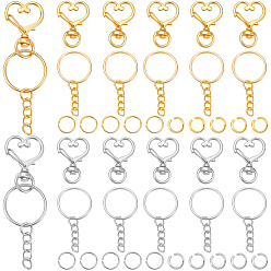 Сердце Наборы для самостоятельного изготовления брелоков, включая поворотные застежки-карабины из цинкового сплава, поворотный карабин-лобстер, железные брелоки для ключей и открытые кольца для прыжков, сердце