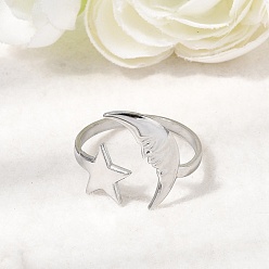 Нержавеющая Сталь Цвет 304 открытые кольца манжеты из нержавеющей стали, луна, без свинца, без кадмии и без никеля, цвет нержавеющей стали, 19 мм