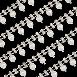 Платина Железо горный хрусталь чашка цепи, с имитацией жемчуга, круглые, с карточной бумагой, платина, 17 мм