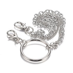 Platine Chaîne de poche en alliage, chaînes de jeans, avec fermoirs pivotants et porte-clés, pour pantalon, boucle de ceinture, bandoulière de sac à main, clés, portefeuille, platine, 18.7~19.09 pouce (47.7~48.5 cm)