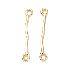 Golden 304 Stainless Steel Connector Charms, Wavy Bar Links, Long-Lasting Plated, Golden, 49.5x6.5x2.5mm, Hole: 3.5x3mm