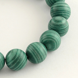 Malachite Brins de perles rondes en malachite synthétique, malachite, 10mm, Trou: 1.5mm, Environ 40 pcs/chapelet, 15.94 pouce