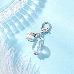 Платина Подвесные украшения из прозрачного акрила и сплава, с цинковым сплавом застежками омаров коготь, сердце и круглый, платина, 35.5 мм