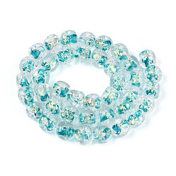 Небесно-голубой Нити из фольги в технике лэмпворк, баррель, голубой, 10~11x9~10x9~10 мм, отверстие : 0.9~1.2 мм, около 40 шт / нитка, 15.94~16.46'' (40.5~41.8 см)