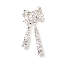 Серебро Стойка металлическая латунная микропрофилированная кубическая циркония подвески, долговечный, без свинца и без кадмия, бантом, серебряные, 34x16x5 мм, отверстие : 1.6 мм