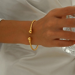 Золотой Элегантные браслеты-манжеты из нержавеющей стали, браслеты с крутящим моментом для женщин, золотые, внутренний диаметр: 2-1/2 дюйм (6.5 см)