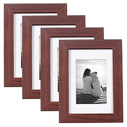 CoconutBrown Solid Wood Photo Frames, Glass Display Pictures, for Tabletop Display Photo Frame, Rectangle, Coconut Brown, 18x13x1.55cm, Inner Size: 14x9cm