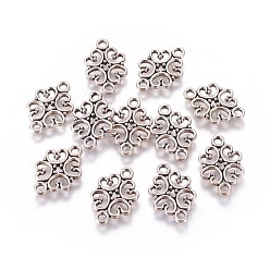 Античное Серебро Тибетский стиль сплава цветок связывает соединители, без кадмия, без никеля и без свинца, античное серебро, 13x19.5x1 мм, Отверстие : 2 мм , около 930 шт / 1000 г