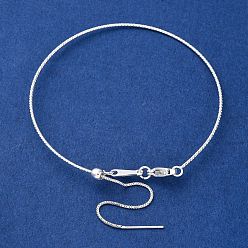 Посеребрённый Изготовление регулируемого браслета из латуни, с коробкой цепей, 925 серебро покрытием, внутренний диаметр: 2-3/8~3-1/8 дюйм (6~8 см)