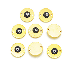 Плоский Круглый Кулон из нержавеющей стали с эмалью, амулеты от сглаза, плоско-круглые, 14 мм, отверстие : 1 мм