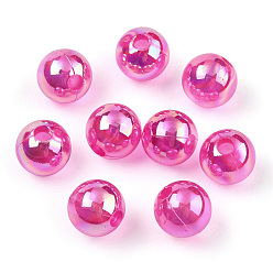 Camellia Transparent Acrylic Beads, AB Colors Plated, Round, Camellia, 10mm, Hole: 1.8mm, about 950pcs/500g