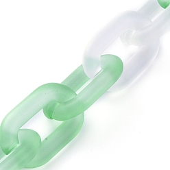 Grün Handgefertigte Acryl-Kabelgliederketten, ellipsenförmige, für Schmuck machen, grün, Link: 31x19x5 mm, 39.37 Zoll (1 m)/Strang