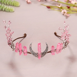 Ярко-Розовый Ленты для волос из лунного металла, Обруч для волос из натурального кварца для аксессуаров для волос в виде свадебной короны, ярко-розовый, 450 мм