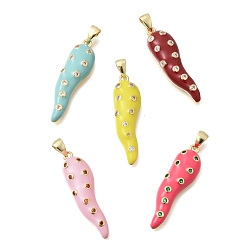 (52) Непрозрачная лаванда Латунные микро проложить кубического циркония подвески, с эмалью, рога прелести, без кадмия и без свинца, стойки покрытие, долговечный, реальный 18 k позолоченный, разноцветные, 32.5x9.5x5 мм, отверстие : 5x2.5 мм
