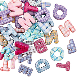 Mixed Color 50Pcs Printed Opaque Acrylic European Beads, Large Hole Beads, Letter with Tartan Pattern, Mixed Color, 20~21x6~20x13~13.5mm, Hole: 5.8mm, 50pcs.