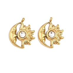 Кристалл 304 из нержавеющей стали горный хрусталь подвески, подвески-камни со звездами и луной, апреля, ионное покрытие (ip), золотые, кристалл, 19.5x16x3.5 мм, отверстие : 1.6 мм