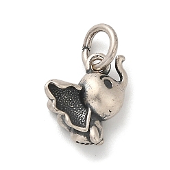 Античное Серебро 925 стерлингов серебряные подвески, Слон прелести, с 925 соединительными кольцами и 925 штампом, античное серебро, 15.5x9.5x5.5 мм, отверстие : 3.5 мм