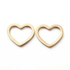 Золотой Вакуумное покрытие pvd 304 соединительные кольца из нержавеющей стали для изготовления ювелирных изделий, ручная полировка, сердце, золотые, 11.5x13.5x1.5 мм, внутренний диаметр: 8x11 мм