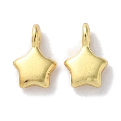 Настоящее золото 18K Стойки обшивки латунные подвески, долговечный, без свинца и без кадмия, звезда, реальный 18 k позолоченный, 8.5x5.5x3 мм, отверстие : 1.2 мм