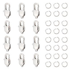 Нержавеющая Сталь Цвет 16 шт. 2 размер 304 карабины из нержавеющей стали, 20шт. открытые переходные кольца, цвет нержавеющей стали, 9x5x3 мм, 11x5.5x3.5 мм, отверстие : 1 мм, 8шт / размер