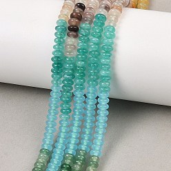 Смешанные камни Нити из стекла, натурального красного авантюрина, окрашенного белого нефрита, топаза, кварца и зеленого авантюрина, рондель, разноцветные, 3.7~4.5x2~2.6 мм, отверстие : 0.8~0.9 мм, около 166 шт / нитка, 15.24'' (38.7 см)