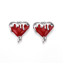 Красный 304 подвески из нержавеющей стали, с эмалью, очарование тающего сердца, цвет нержавеющей стали, красные, 17.5x16.5x3.5 мм, отверстие : 1.6 мм