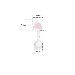 Другой Цвет 316l женские серьги-хрящи в форме кошачьих ушей из хирургической нержавеющей стали с розовой эмалью, белые, Длина стержня: 6мм, штифты : 1.2 мм