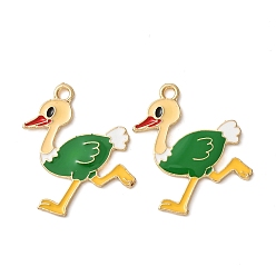 Золотой Подвески из эмали и сплава, амулеты птиц, зеленый лайм, золотые, 28x25x2 мм, отверстие : 2 мм