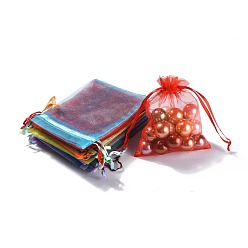 Mixed Color Mixed Color Organza Gift Bags, Jewelry Mesh Pouches for Wedding Party Christmas Gifts Candy Bags, Rectangle, about 10cm wide, 12cm long