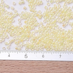 (DB0053) Light Yellow Lined Crystal AB MIYUKI Delica Beads, Cylinder, Japanese Seed Beads, 11/0, (DB0053) Light Yellow Lined Crystal AB, 1.3x1.6mm, Hole: 0.8mm, about 20000pcs/bag, 100g/bag